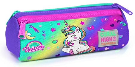 Coral High Su Yeşili Lavanta Unicorn USB Soketli Okul Çantası ve Kalemlik Seti - Kız Çocuk