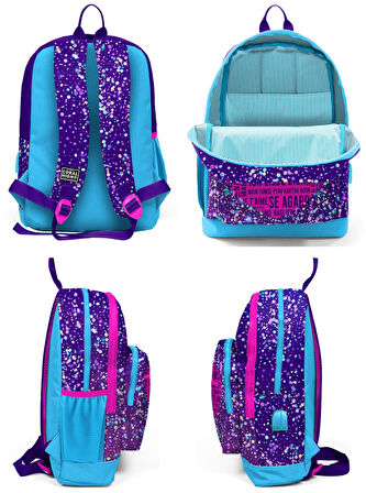 Coral High Mor Mavi Kalp USB Soketli Beşli Okul Çantası Seti - Kız Çocuk