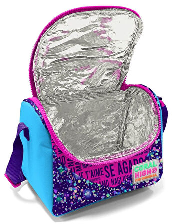 Coral High Mor Mavi Kalp USB Soketli Beşli Okul Çantası Seti - Kız Çocuk