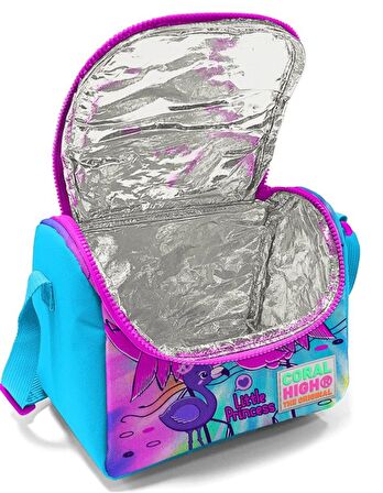 Coral High Mavi Pembe Flamingo Okul ve Beslenme Çantası Seti - Usb Soketli - Kız Çocuk