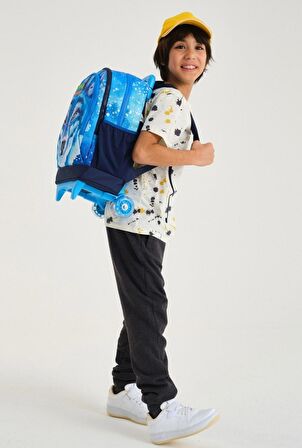 Coral High Mavi Kurt Çekçek Okul Çantası Seti - Işıklı Tekerlekler - Erkek Çocuk