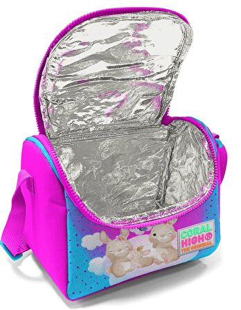 Coral High Pembe Mavi Tavşan Çekçek Okul Çantası Seti - Işıklı Tekerlekler - Kız Çocuk