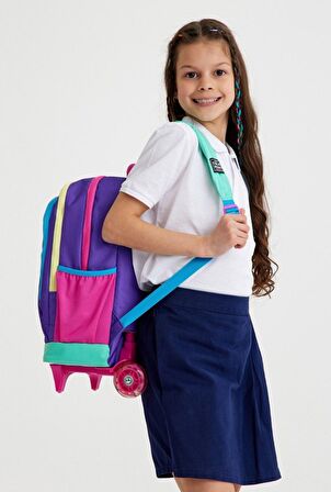 Coral High Mor Çekçek Okul Çantası Seti - Işıklı Tekerlekler - Kız Çocuk