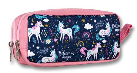 Cennec Mavi Pembe Unicorn İlkokul Sırt Çantası ve Kalemlik Seti - Kız Çocuk