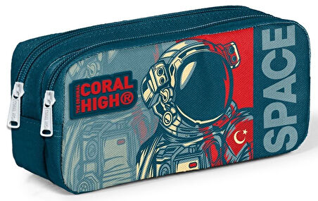 Coral High Kids Çivit Kırmızı Astronot Desenli 3’lü Okul Çanta Seti - Erkek Çocuk İlkokul Çanta Takımı