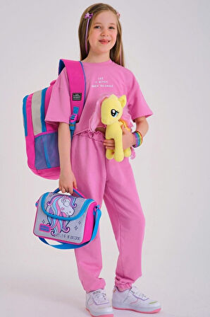 Coral High Kids Pembe Gümüş Simli Unicorn Desenli 3’lü Okul Çanta Seti - Kız Çocuk