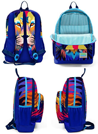 Coral High Kids Lacivert Saks Aslan Desenli 3’lü Okul Çanta Seti - Erkek Çocuk