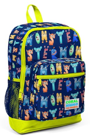 Coral High Kids Lacivert Neon Sarı Monster Desenli 3’lü Okul Çanta Seti - Kız ve Erkek Çocuk