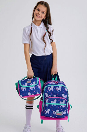 Coral High Kids Lacivert Pembe Unicorn Desenli 3’lü Okul Çanta Seti