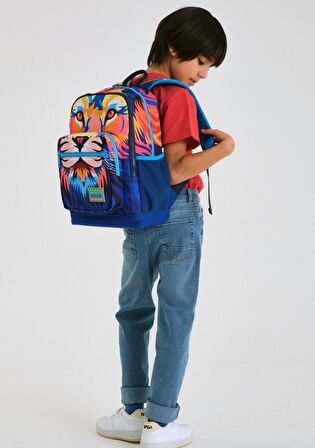 Coral High İlkokul Çantası Seti  Lacivert Aslan - Erkek Çocuk