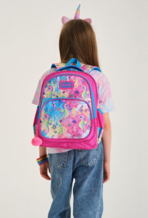 Coral High Üç Gözlü İlkokul Sırt Çantası Seti Pembe Deniz Anası Kız Çocuk