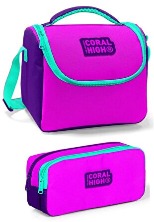 Coral High İlkokul Çanta Takımı Pembe Mor Kız Çocuk Okul Çantası Seti