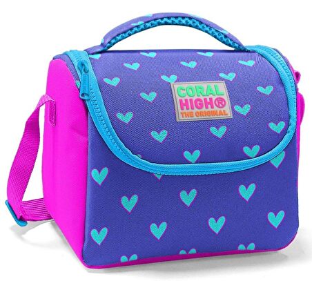 Coral High Pembe Lavanta Kalp Kız Çocuk İlköğretim Okul Sırt Çantası ve Beslenme Çanta Seti