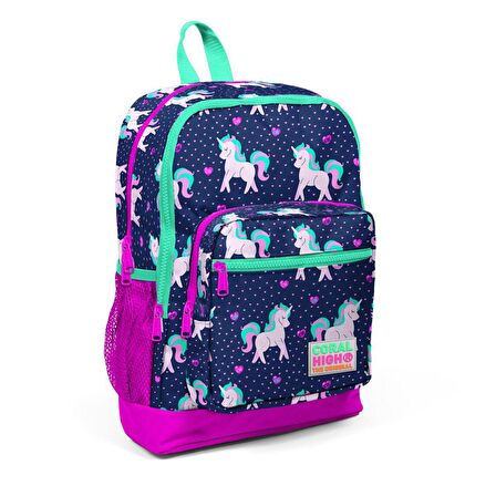 Coral High Mor Unicorn Kız Çocuk İlköğretim Okul Sırt Çantası ve Beslenme Çanta Seti