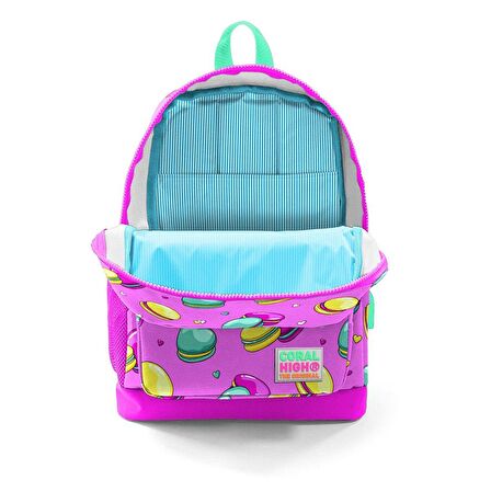 Coral High Okul Çantası ve Beslenme Çantası Seti - Kız Çocuk Pembe Makaron - USB Soketli