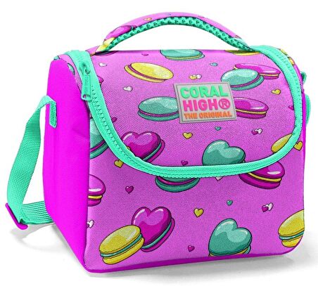 Coral High Okul Çantası ve Beslenme Çantası Seti - Kız Çocuk Pembe Makaron - USB Soketli