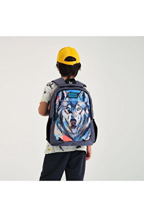 Coral High Kids Gri Siyah Kurt Desenli 2'li Okul Çanta Seti - Erkek Çocuk