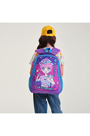 Coral High Kids Mor Pembe Mavi Simli K-Pop Desenli 2'li Okul Çanta Seti - Kız Çocuk