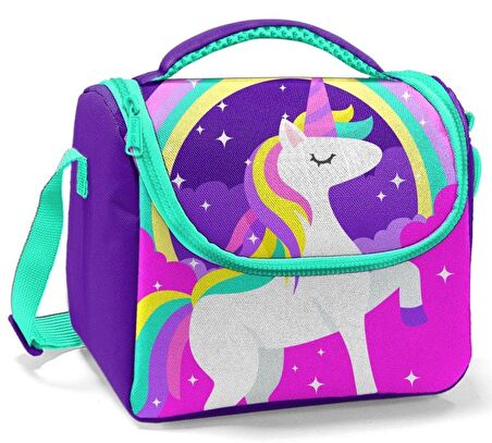 Coral High Okul Sırt Çantası ve Beslenme Çantası Seti - Kız Çocuk Mavi Unicorn
