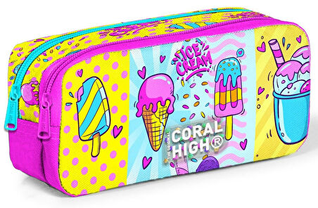 Coral High Mixed Dondurma Desenli Kız Çocuk Isı Yalıtımlı Beslenme Çantası ve Kalemlik Seti