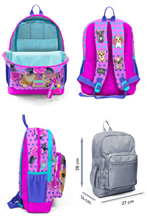 Coral High İlkokul Sırt Çantası ve Kalemlik Seti - Pembe Köpek - Kız Çocuk