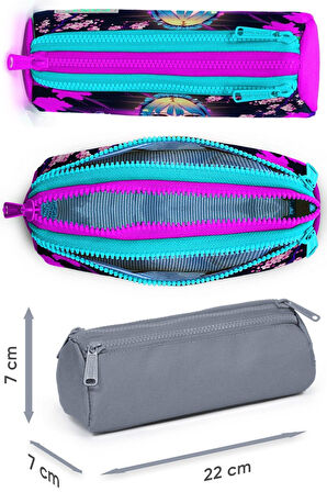 Coral High İlkokul Sırt Çantası ve Kalemlik Seti - Mor Pembe Anime Kedi - Kız Çocuk