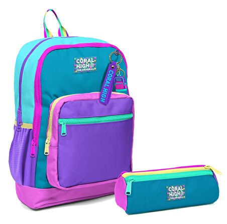Coral High İlkokul Sırt Çantası ve Kalemlik Seti - Pembe Pastel Renkli - Kız Çocuk