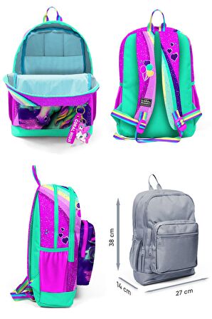 Coral High Kız Çocuk Üçlü İlkokul Okul Çanta Seti - Pembe Su Yeşili Unicorn