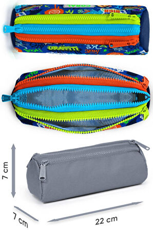 Coral High Erkek Çocuk Saks Grafiti Desenli Beşli İlkokul Okul Çanta Seti