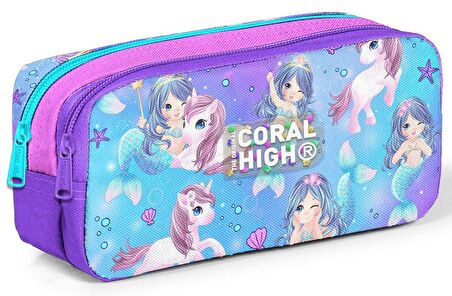 Coral High İlkokul Sırt Çantası ve Kalemlik Seti - Kız Çocuk - Mor Pembe Unicorn