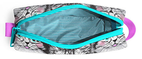 Coral High Dört Bölmeli Ortaokul Sırt Çantası ve Kalemlik Seti - Gri Kedi - Kız Çocuk