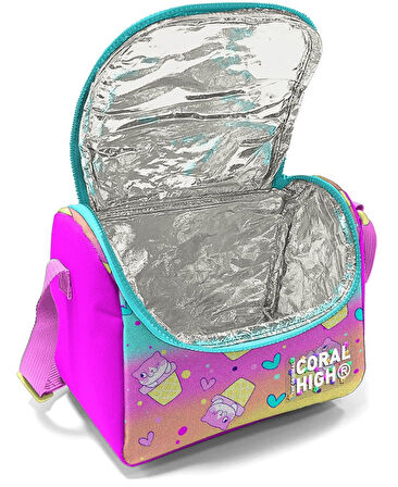Coral High Üç Gözlü İlkokul Çantası ve Beslenme Çantası - Renkli Dondurmalı Kedi Desenli - Kız Çocuk