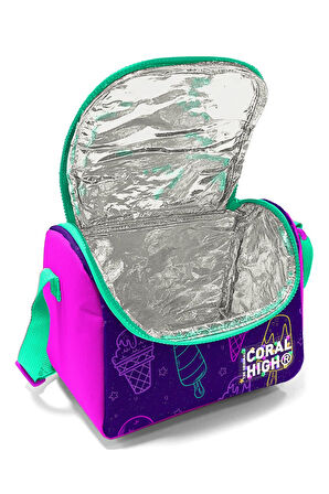 Coral High Kız Çocuk Üç Gözlü İlkokul Çanta Seti - Mor Pembe Dondurma Desenli