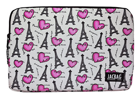 Jacbag Paris Gri/Pembe A4 Evrak Notebook ve Tablet Taşıma Çantası/Kılıfı