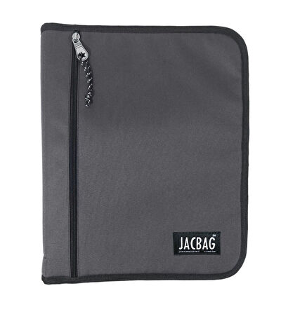 Jacbag Gri A4 Organizer Fermuarlı Dosya ve Evrak Çantası (Erkek)