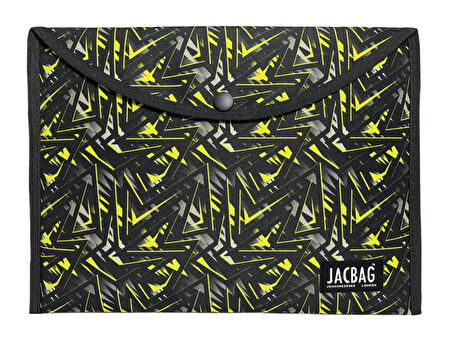 Jacbag Sarı Geometrik Erkek A4 Çıtçıtlı Dosya Defter Tablet ve Evrak Çantası