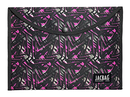 Jacbag Pembe Geometrik Kadın A4 Çıtçıtlı Dosya Defter Tablet ve Evrak Çantası