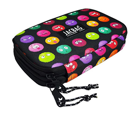Jacbag Çift Kapaklı Organizer Lastikli Düzenletici Kalemlik - Emoji - Kız Çocuk