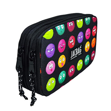 Jacbag Çift Kapaklı Organizer Lastikli Düzenletici Kalemlik - Emoji - Kız Çocuk