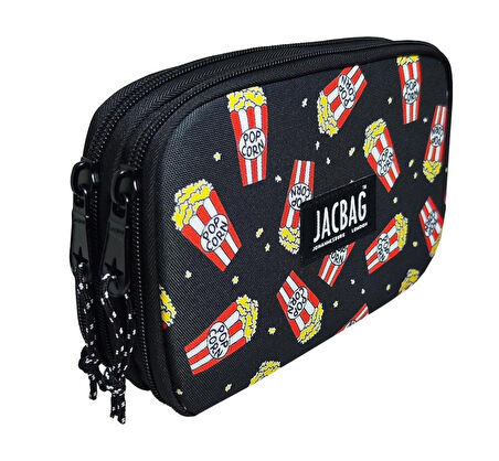 Jacbag Çift Kapaklı Organizer Lastikli Düzenletici Kalemlik - Popcorn - Unisex Çocuk