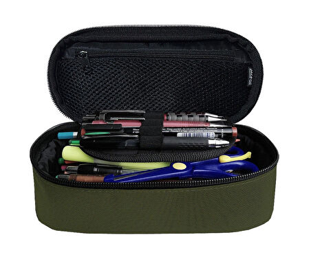 Jacbag Haki Yeşil Yetişkin/Erkek Çocuk Oval XL Organizer Kalem Kutusu Kalemlik
