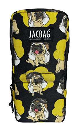 Jacbag Pilot Köpek Sİyah/Sarı Unisex Masaüstü Büyük Kalemlik/Kalem Çantası