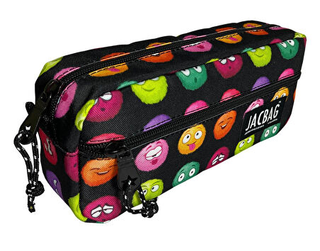 Jacbag Çift Fermuarlı Emoji Kız Çocuk Kalem Kutusu