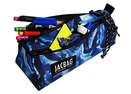 Jacbag Dual Prime İki Bölmeli Üçgen Mavi Dumanlı Erkek Çocuk Kalem Çantası