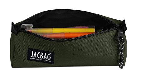 Jacbag Haki Yeşil Erkek Çocuk Tek Bölmeli Üçgen Okul ve Ofis Kalem Kutusu