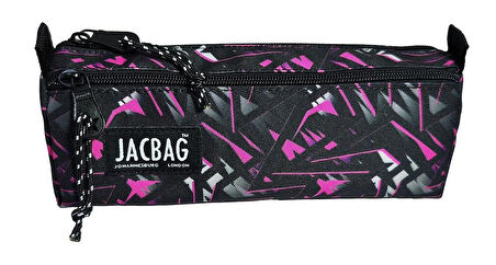 Jacbag Dual Prime İki Bölmeli Üçgen Pembe Geometrik Kadın/Kız Çocuk Kalem Çantası