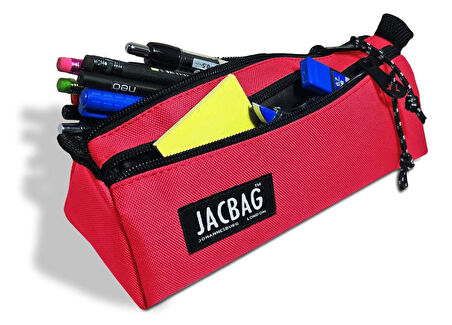 Jacbag Dual Prime İki Bölmeli Üçgen Kırmızı Kız Çocuk Kalem Çantası