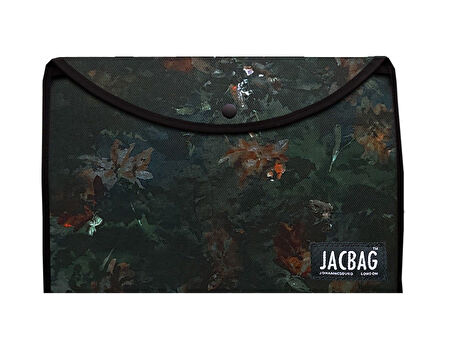 Jacbag Yeşil Yapraklı Unisex A4 Çıtçıtlı Dosya Defter Tablet ve Evrak Çantası