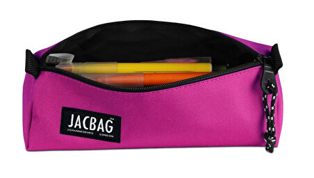 Jacbag Pembe Kız Çocuk Tek Bölmeli Üçgen Okul ve Ofis Kalem Kutusu