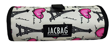 Jacbag Paris Senior Sanatsal Rulo Organizer Kalem Çantası (Gri/Pembe - Kız Çocuk/Kadın)